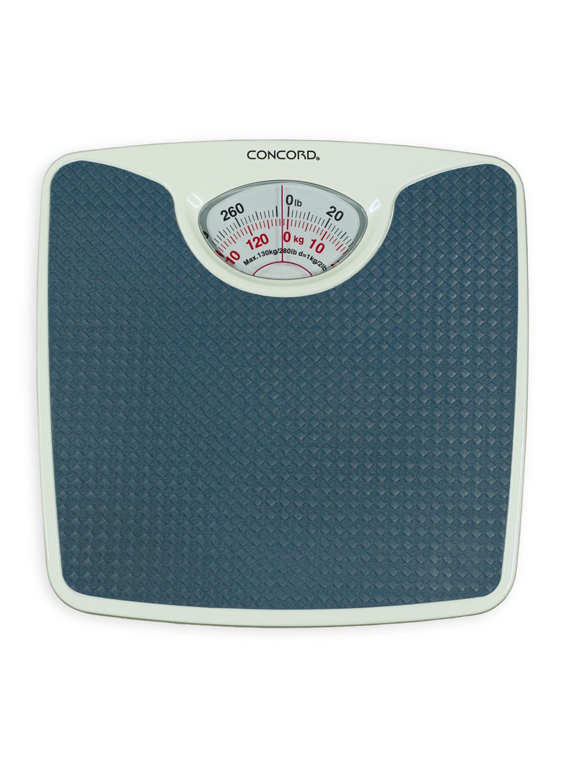 CONCORD CONCORD Mechanical Personal Scale with Analog Display, No Battery Needed, Capacity upto 130kg, Dial Calibration Gear, Bathroom Human Weighing Scale, Available in Different Colors  - Image 1