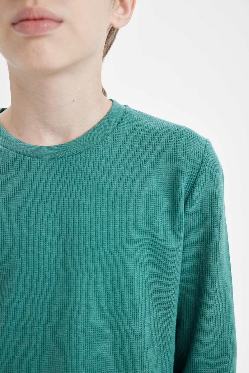 ديفاكتو طقم بيجاما اولادي وافل قصة عادية - قطعتين - Image 4