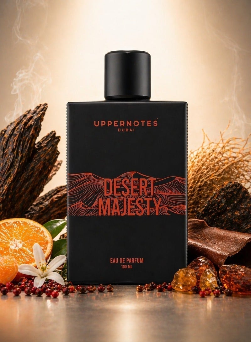 UpperNotes Desert Majesty EDP Unisex Perfume 100ml | Oud Saffron Orange Blossom Leather | Long Lasting Premium Arabic Fragrance UAE - Image 1