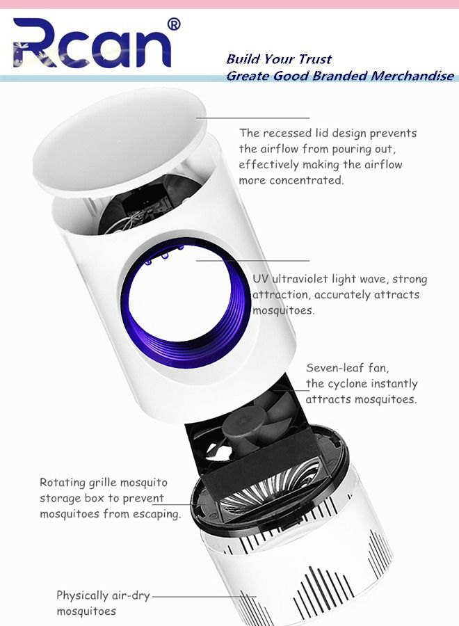 Rcan USB Plug-In LED Ultraviolet Mosquito Killer Lamp Indoor Outdoor Floor Standing Waterproof Insect Trap Rechargeable Ultra Quiet Suction Fan Mosquito Repeller Suitable for Home Terrace Garden Camping  - Image 4