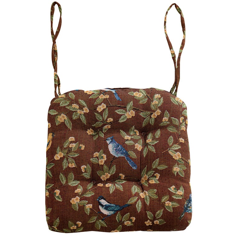 vctops Farmhouse Bird Print Chair Cushions with Ties U-Shaped Soft Comfortable Chair Pads Non Slip Seat Cushions for Indoor Dining Room and Kitchen Chairs (Coffee,16"x16") - Image 1