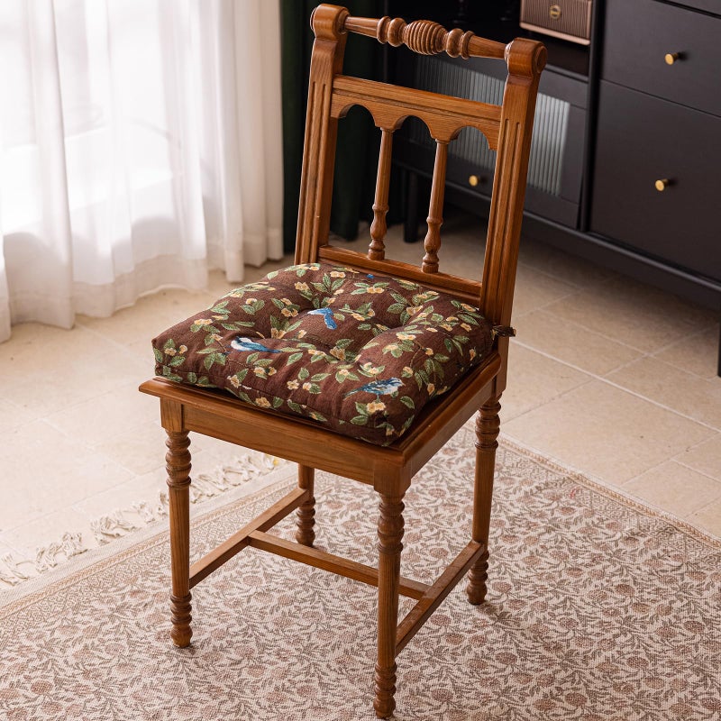 vctops Farmhouse Bird Print Chair Cushions with Ties U-Shaped Soft Comfortable Chair Pads Non Slip Seat Cushions for Indoor Dining Room and Kitchen Chairs (Coffee,16"x16") - Image 2