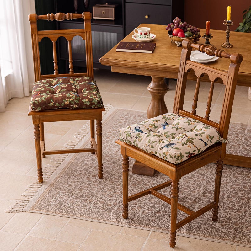 vctops Farmhouse Bird Print Chair Cushions with Ties U-Shaped Soft Comfortable Chair Pads Non Slip Seat Cushions for Indoor Dining Room and Kitchen Chairs (Coffee,16"x16") - Image 4
