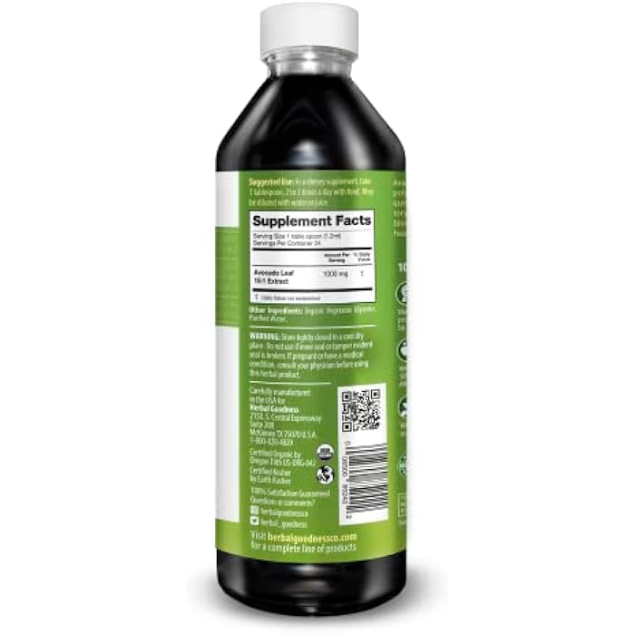 Herbal Goodness Avocado Leaf Extract Liquid Supplement - Avocado Fruit, Hoja de Aguacate, Avocado Leaves for Vitamins, Dietary Fiber, Skin & Immune Support, Digestive Health - 12oz Herbal Goodness - Image 2