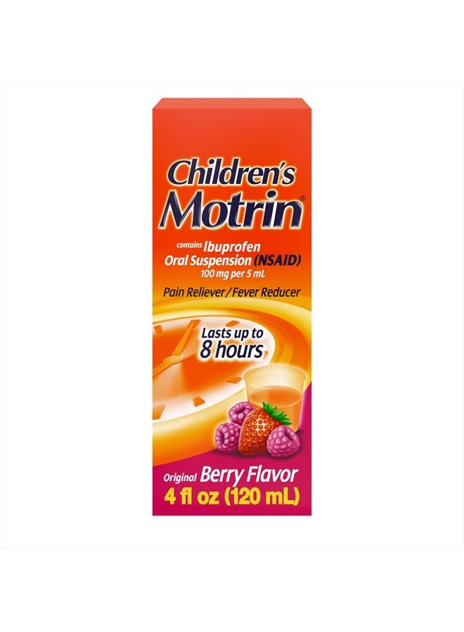 Motrin Children's Oral Suspension, Pain Relief, Ibuprofen, Berry Flavored, 4 Fl Oz - Image 1