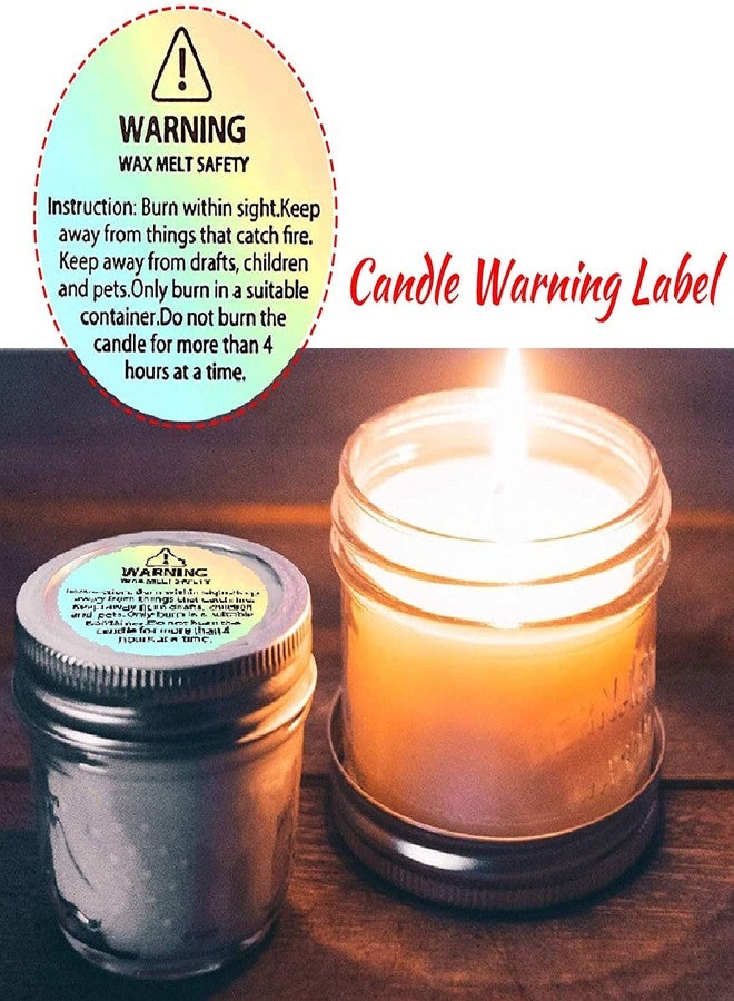 iKalaa® Wax Melting Safety Stickers Self-Adhesive Round Candle Warning Stickers Holographic | Candle Warning Labels Candle Jar Container Labels for Candle Jars Tins Containers Candle Making (120) - Image 3