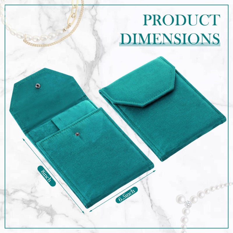 Kenning 6 Pcs Velvet Necklace Jewelry Display Folder Travel Necklace Organizer Women Pearl Jewelry Pouch Gift Bag(Green) - Image 2