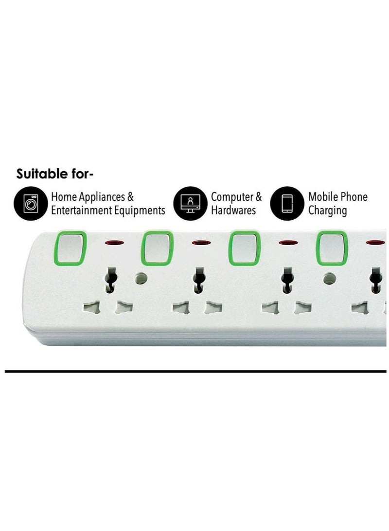 مقبس تمديد طاقة متعدد المكونات، مقبس حائط عالمي بأربعة اتجاهات، سلك 3M، قابس عالمي 3 سنون - واقي من التيار الزائد للمنزل والمكتب والمطبخ الإلكترونيات - Image 2