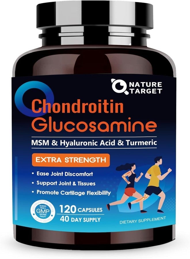 NATURE TARGET Glucosamine Chondroitin MSM, Joint Support Supplement, Shellfish Free, Turmeric Boswellia, Hyaluronic Acid, Collagen, Calium for Cartilage and Bone Health,120 Capsules, 40 Servings - Image 1
