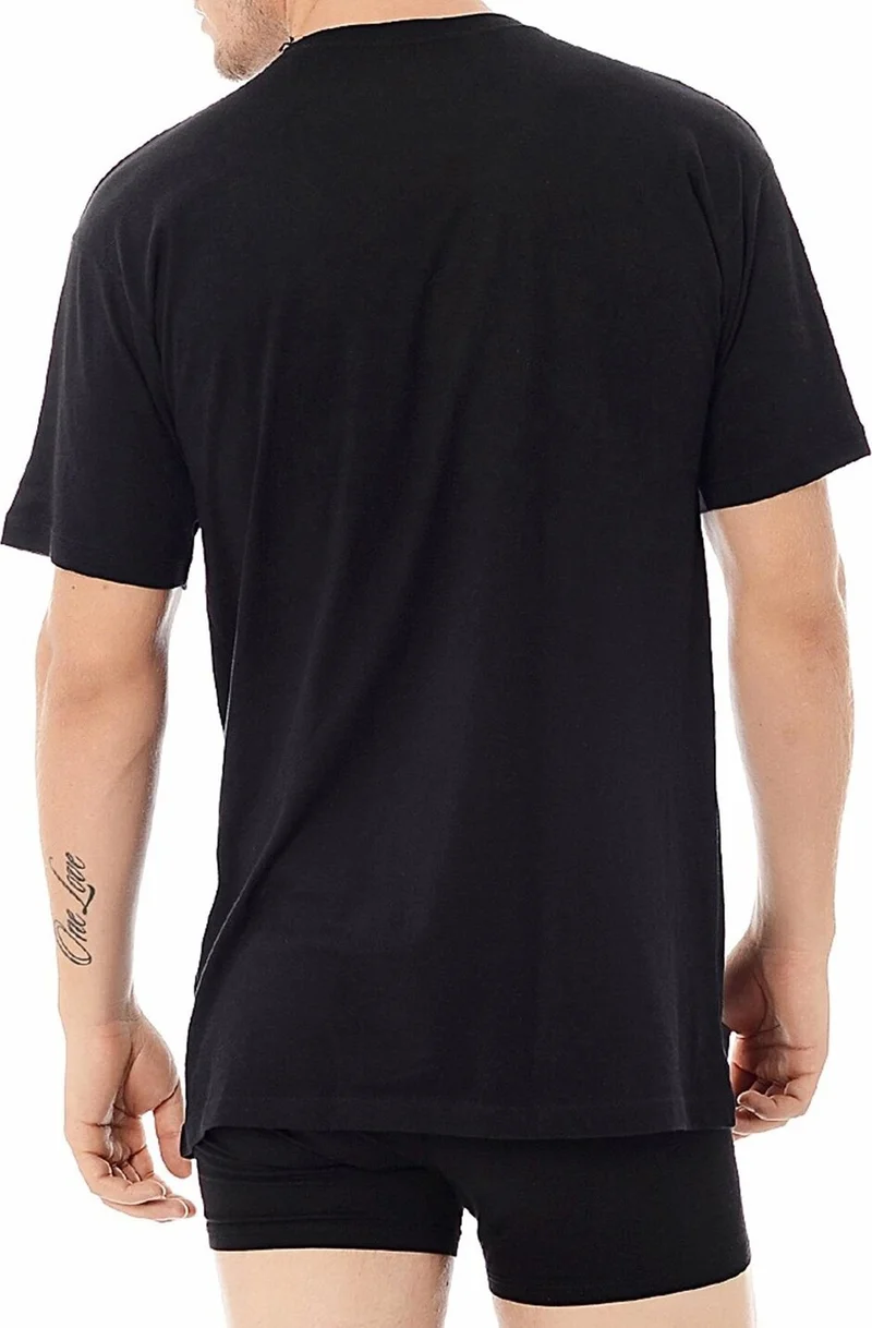 KOM Short Sleeve Zero Collar Cotton Modal Men's Eduardo 2-Pack T-Shirt