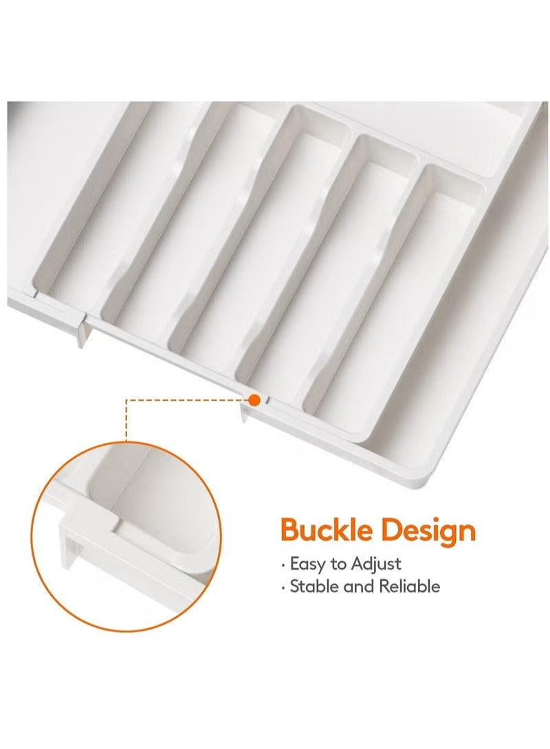 ميكسد منظم أدوات مائدة سيلفروير وأدراج ومطبخ، صينية أدوات وحامل للمطبخ قابلة للتوسيع للدرج وقابلة للتعديل، درج بلاستيكي صغير الحجم لتخزين لملاعق والشوك والسكاكين، مقاس L - Image 4