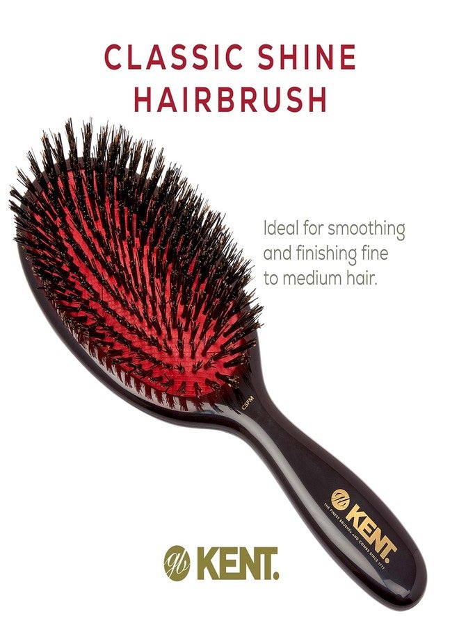 Kent CSFM Classic Shine Large Oval Cushion Straightening Brush and Hair Detangler - Natural Black Boar Bristle Hair Brush - Shine Hair Brush and Scalp Scrubber for Shoulder to Mid-Length Hair - Image 3