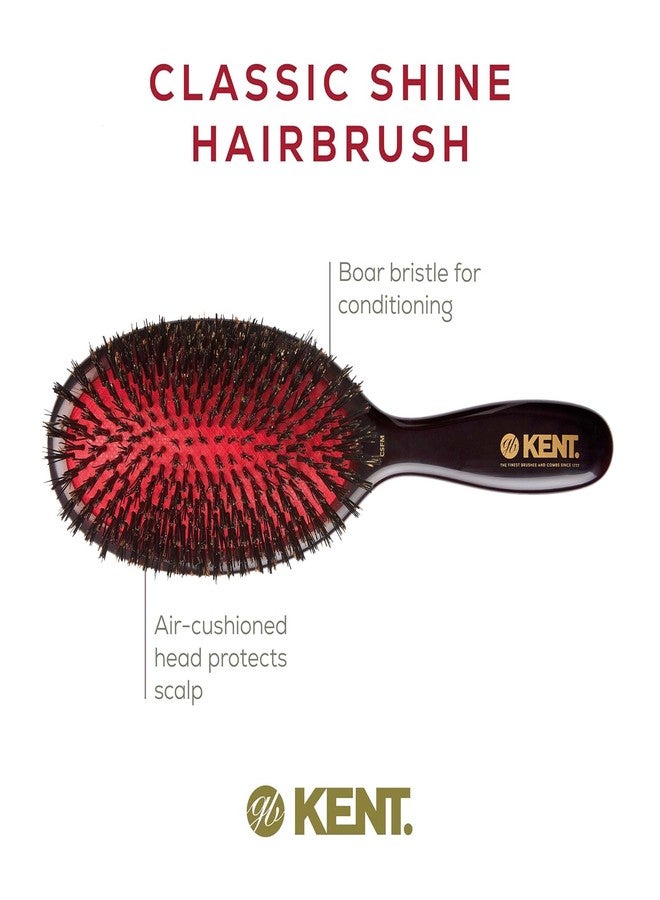 Kent CSFM Classic Shine Large Oval Cushion Straightening Brush and Hair Detangler - Natural Black Boar Bristle Hair Brush - Shine Hair Brush and Scalp Scrubber for Shoulder to Mid-Length Hair - Image 4