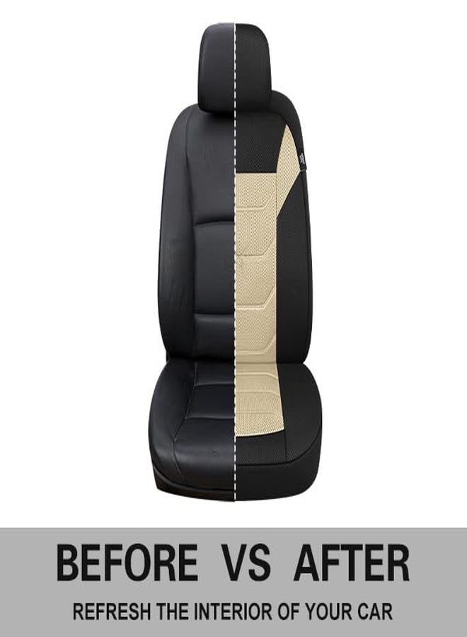 Pariiaotin 3D Air Mesh Car Seat Cover Front Sets Washable and Breathable Premium Cloth Automotive Vehicle Seat Covers for Cars Interior, Universal Fit for Most Cars, Sedan, Truck, SUV(Black/Beige) - Image 5
