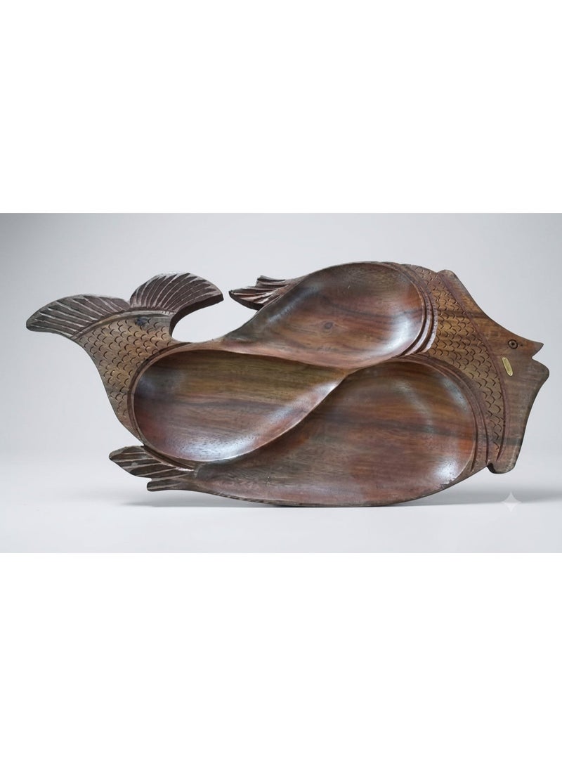 Handmade Wooden Fish Shape Tray for Home Office Decor - Image 1