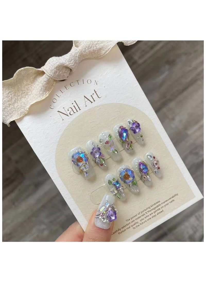 Binzo Beauty - Binzo Beauty Handmade Press On Nails, 10pcs, Nails Art , Acrylic Nails, False Nails, Luxury Collection, Luxury Nails Arts, New Accessories， Wedding Nails，Party Nails. - Image 1