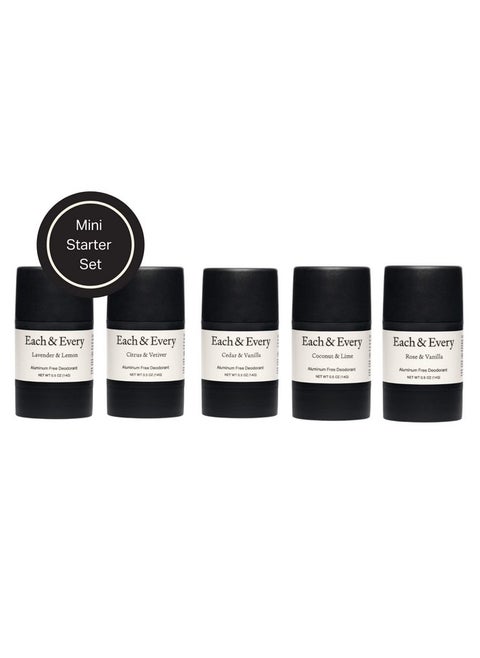 5 Minis Deodorant Starter Set | Aluminumfree And Ewg Verified | Sensitiveskin Friendly Free Of Baking Soda And Alcohol Plantbased Packaging | (0.5 Oz Pack Of 5)