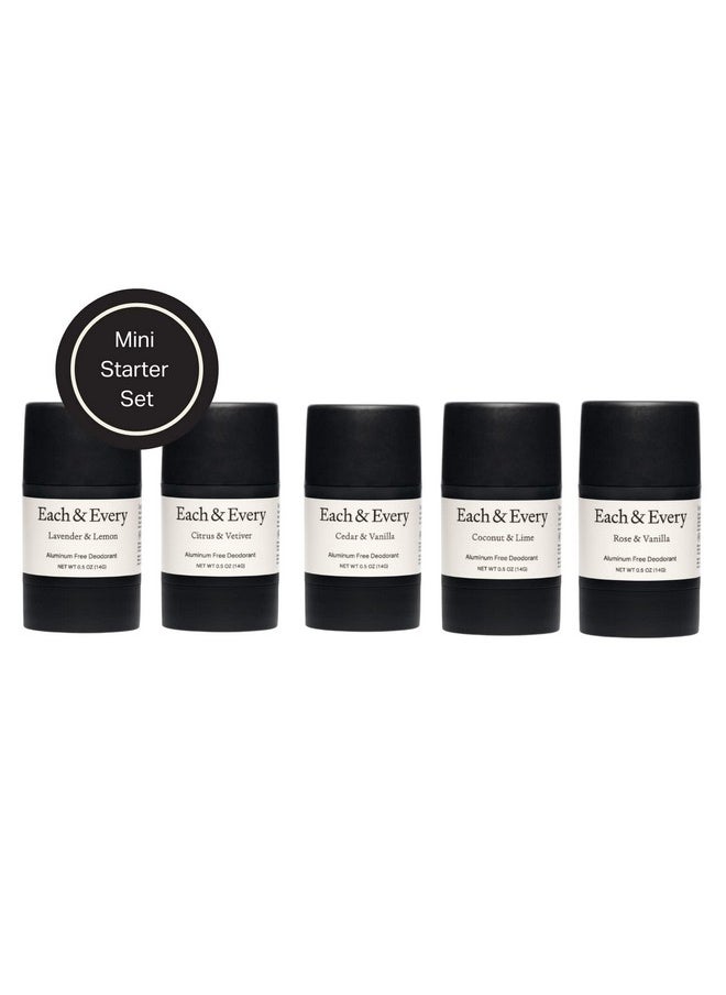 Each & Every - 5 Minis Deodorant Starter Set | Aluminumfree And Ewg Verified | Sensitiveskin Friendly Free Of Baking Soda And Alcohol Plantbased Packaging | (0.5 Oz Pack Of 5) - Image 1