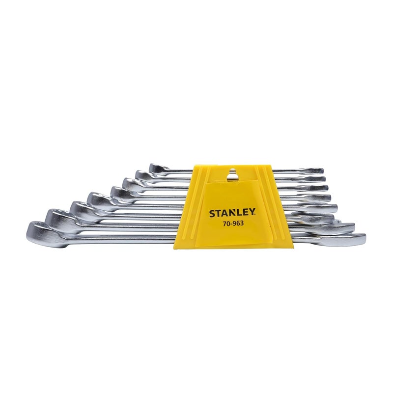 STANLEY 70963E 8piece Chrome Vanadium Steel Combination Spanner Set with MaxiDrive System AntiSlip AntiCorrosion properties GREY - Image 1