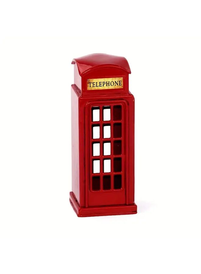 Unique Limited Edition Red Telephone Booth Model Full Metal Handcrafted Featuring Signage And Gauge Settings Ideal For Home Decor Collectible Display Jsea Xiao Dianhuating - Image 5