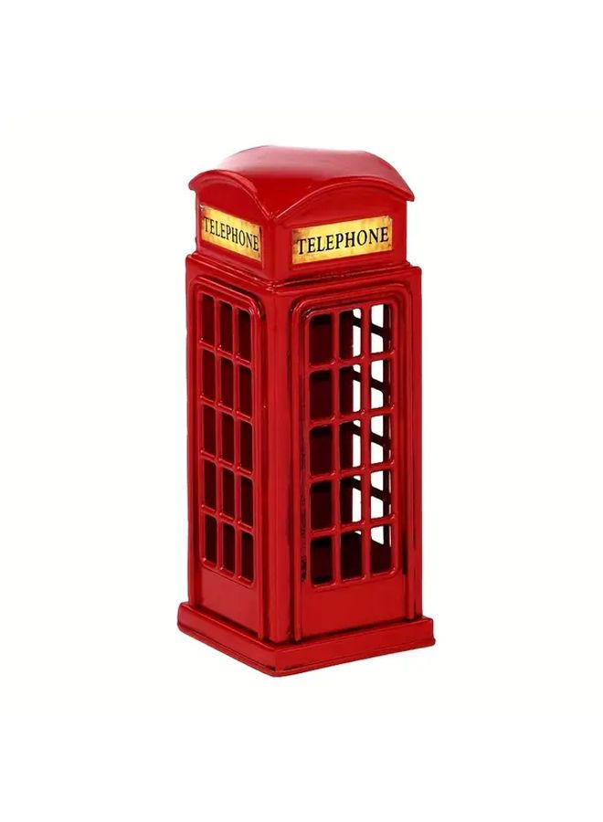 Unique Limited Edition Red Telephone Booth Model Full Metal Handcrafted Featuring Signage And Gauge Settings Ideal For Home Decor Collectible Display Jsea Xiao Dianhuating - Image 3