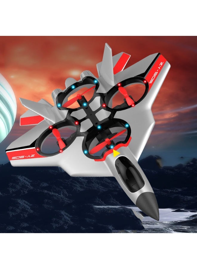 HALAMODO Remote Control Airplane Kids Toy - 4CH Fighter Jet Foam Plane, 6-Axis Gyro & 4 Turbo Fans 200% Power, Altitude Hold & 360° Flips, Cool LED Lights, VTOL Takeoff, EPP Durable Body, 450mAh Battery 30 Min Flight, 100m Range - Image 1