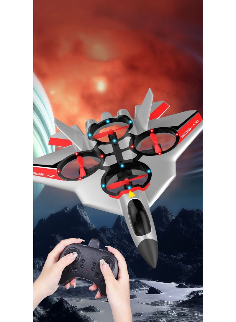 HALAMODO Remote Control Airplane Kids Toy - 4CH Fighter Jet Foam Plane, 6-Axis Gyro & 4 Turbo Fans 200% Power, Altitude Hold & 360° Flips, Cool LED Lights, VTOL Takeoff, EPP Durable Body, 450mAh Battery 30 Min Flight, 100m Range - Image 2