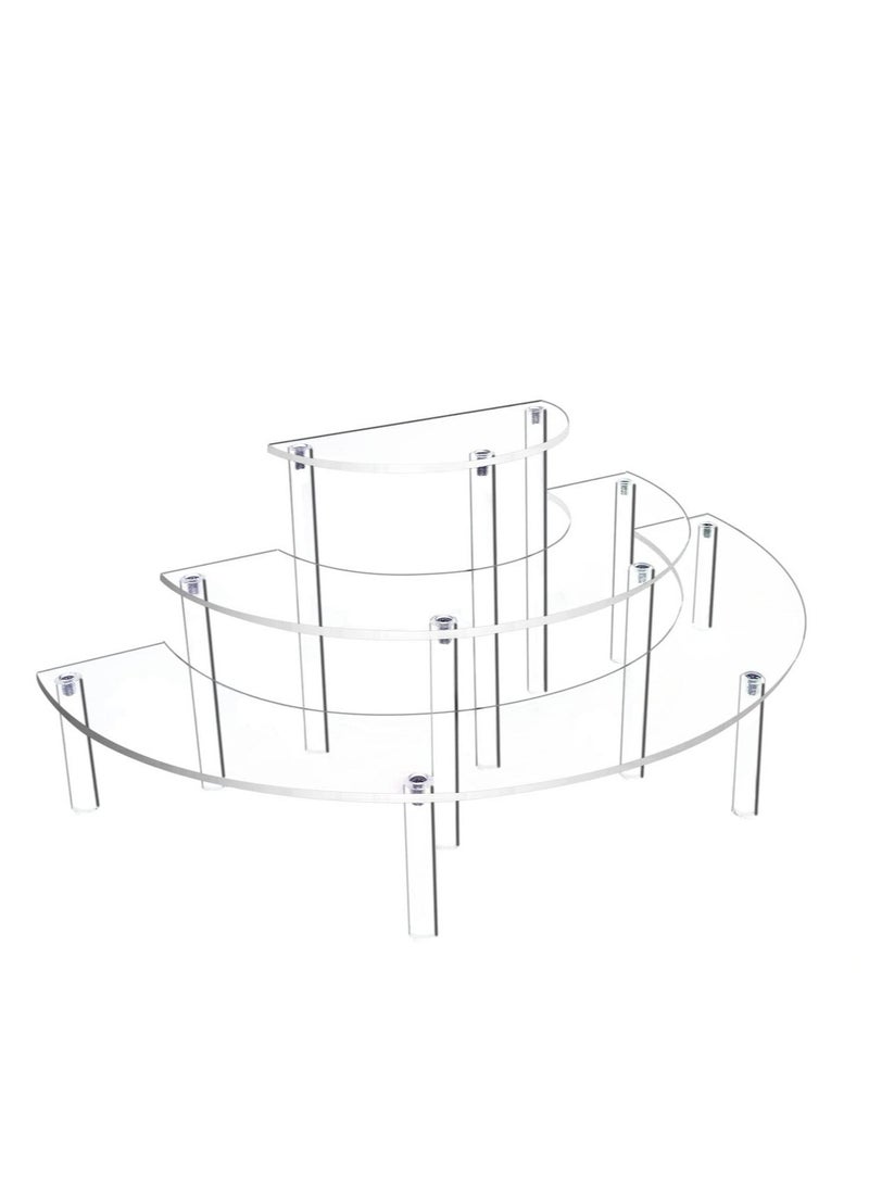 SOLARAE Acrylic Display Stand, 3 Tier Half Moon Risers Cupcake Display Stand, Suitable for Dessert Cupcake Pop Figure Perfume Collections - Image 1