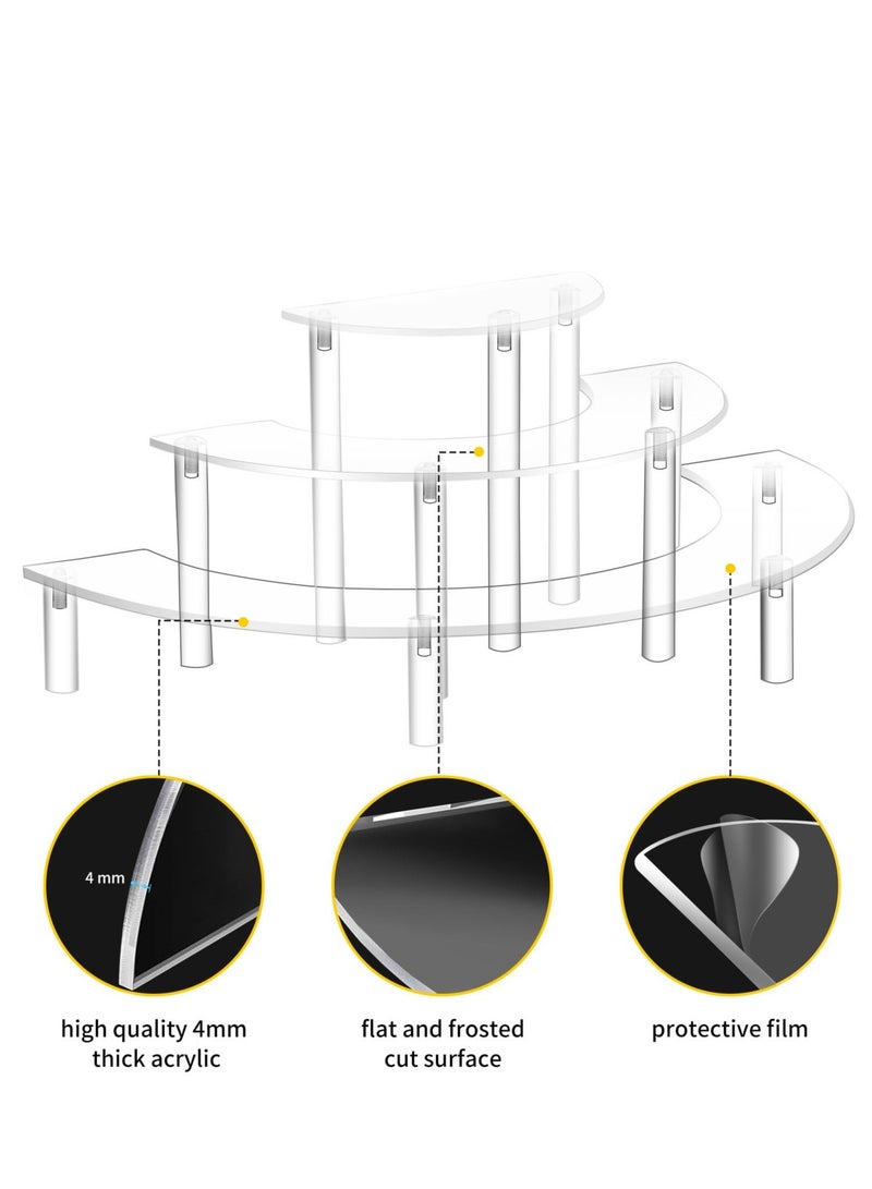 SOLARAE Acrylic Display Stand, 3 Tier Half Moon Risers Cupcake Display Stand, Suitable for Dessert Cupcake Pop Figure Perfume Collections - Image 5
