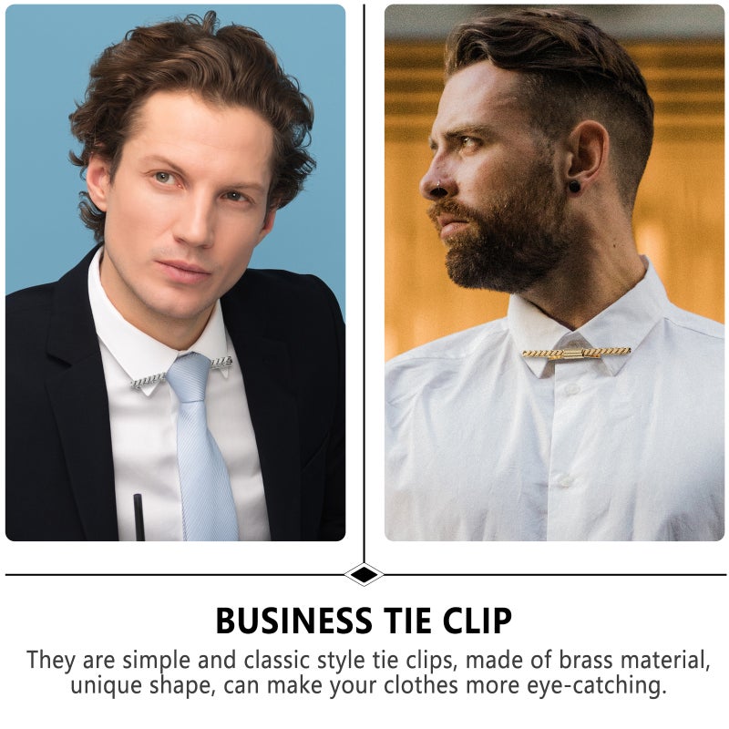 3pcs Men Tie Clips Shirt Collar Clips Necktie Golden Black Clips - Image 4
