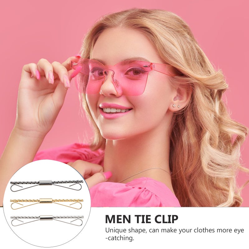 3pcs Men Tie Clips Shirt Collar Clips Necktie Golden Black Clips - Image 5
