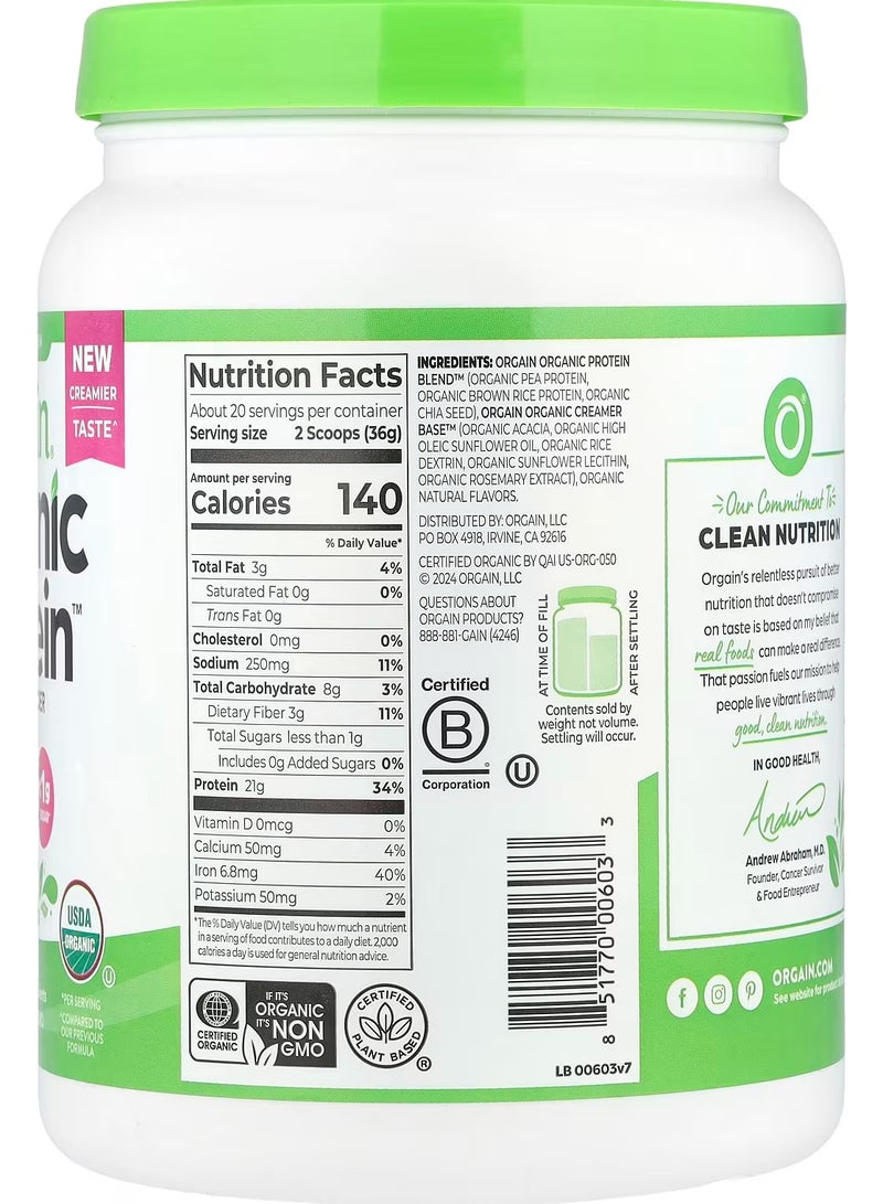 Orgain Organic Protein Powder, Plant Based, Natural Unsweetened, 1.59 Lb - Image 2