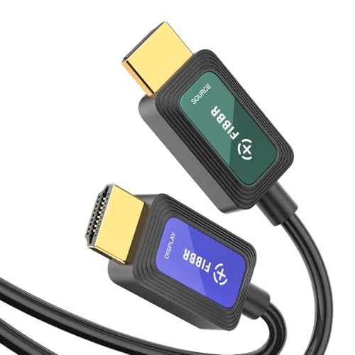 FIBBR Fiber Optic 50 ft HDMI Cable 2.1 8K 48Gbps High Speed Supports 8K@60Hz 4K@120Hz, VRR, ALLM, eARC, HDR- Ultra Long Reliable Cable for Projector, Home Theater, Gaming (PS5/Xbox) Immune to Interference - Image 1