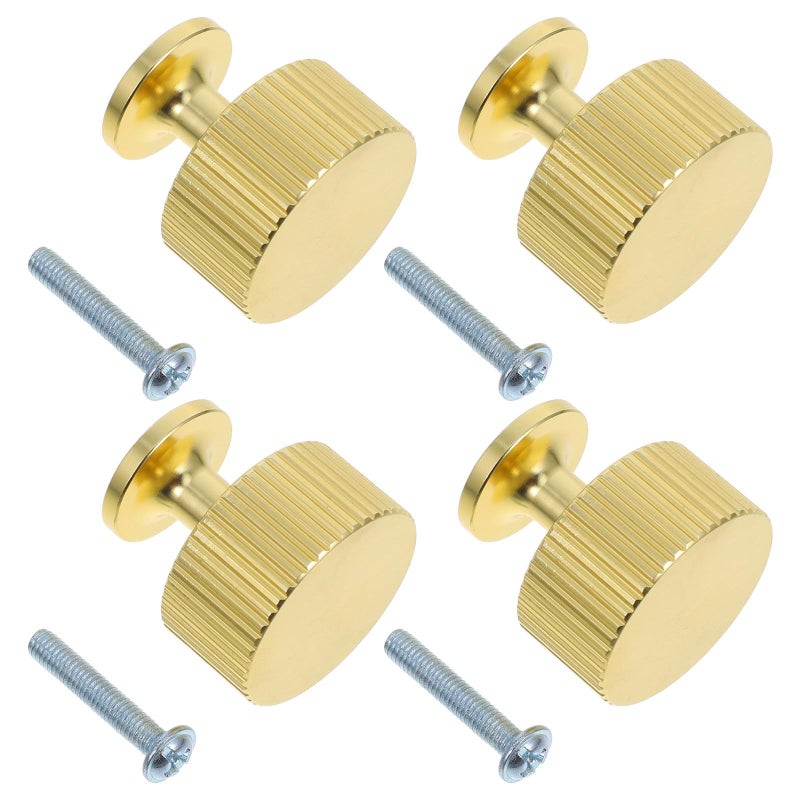 Gold Round Cabinet Knobs Set Of 4 Modern Dresser And Kitchen Drawer Pull Handles For Furniture - Image 2