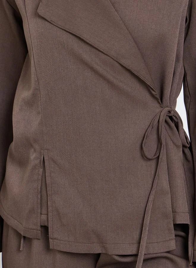 Styli  Women Brown Solid Wrap Top and Pants Co-Ords for Women | Best Price UAE