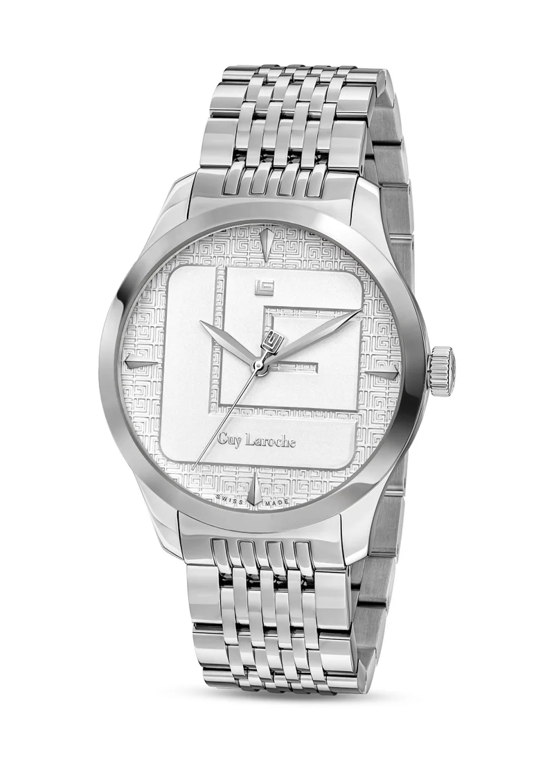 Guy Laroche Maxime Watch for Men with Silver Stainless Steel Bracelet 40 mm 5 Atm