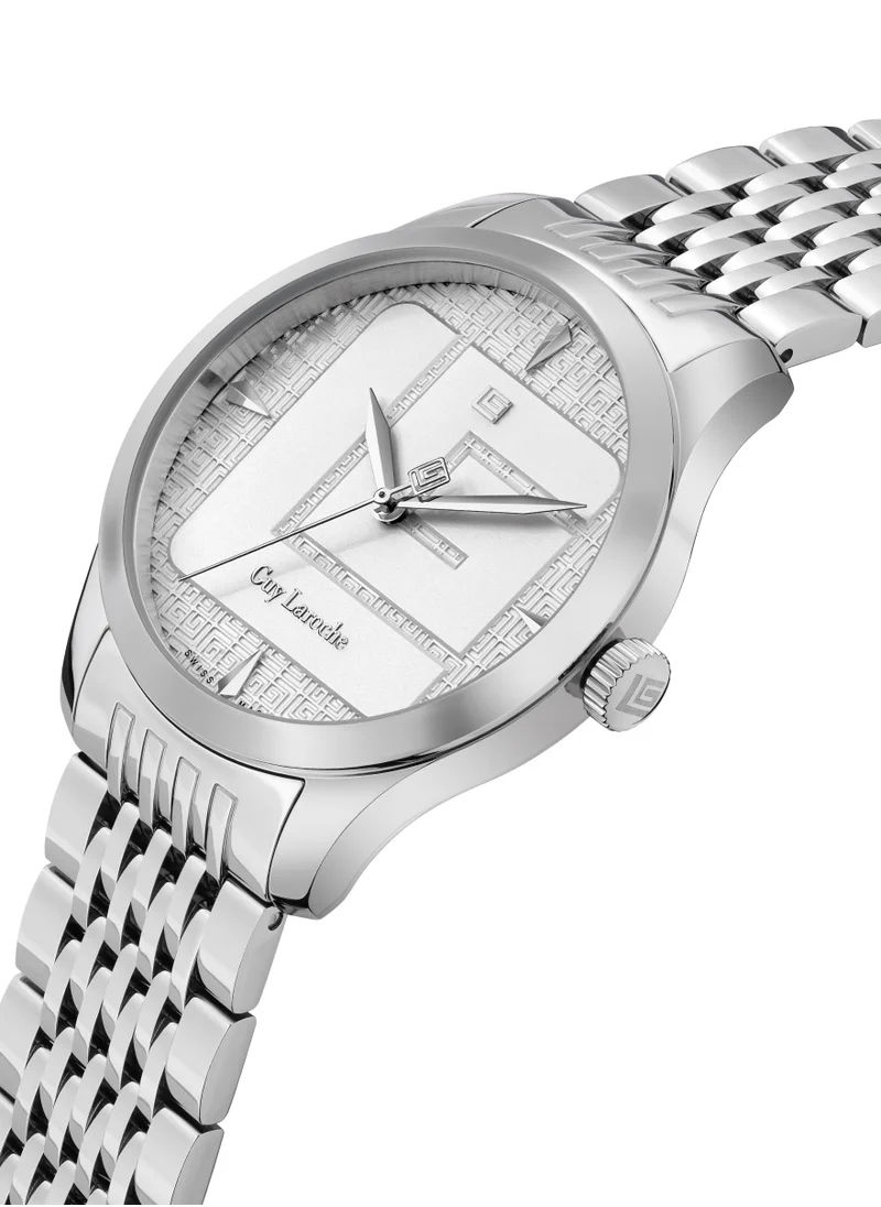 Guy Laroche Maxime Watch for Men with Silver Stainless Steel Bracelet 40 mm 5 Atm