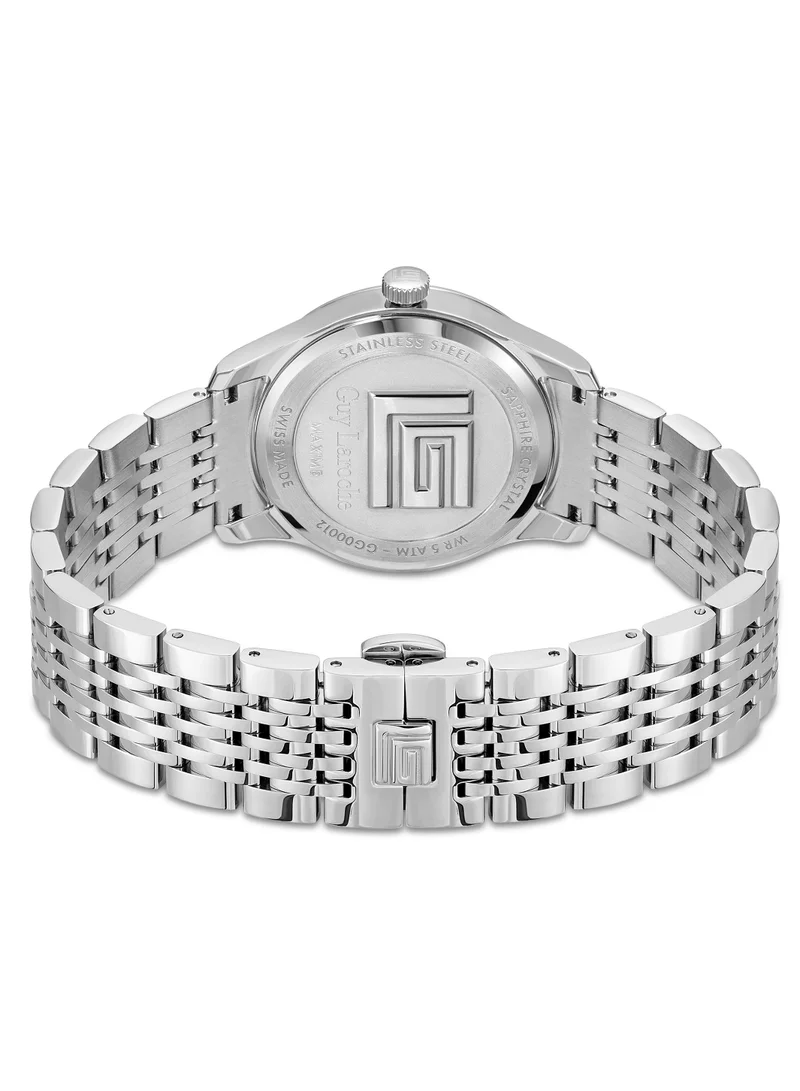Guy Laroche Maxime Watch for Men with Silver Stainless Steel Bracelet 40 mm 5 Atm