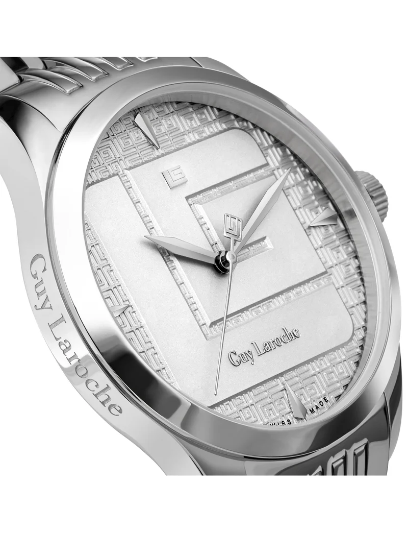 Guy Laroche Maxime Watch for Men with Silver Stainless Steel Bracelet 40 mm 5 Atm