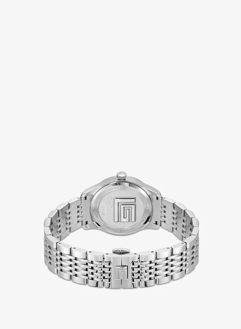 Guy Laroche  Maxime White Dial and Silver Stainless Steel Bracelet Analog Watch for Men 40mm for Men | Best Price UAE