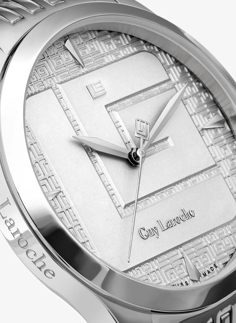 Guy Laroche  Maxime White Dial and Silver Stainless Steel Bracelet Analog Watch for Men 40mm for Men | Best Price UAE