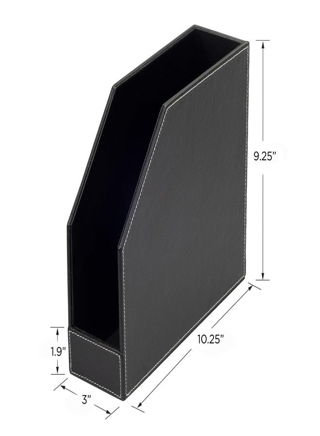 MobileVision Executive Leather Vertical File Folder Holder & Office Product Organizer, Store Files, Magazines, Notepads, Books and more, 2 Pack Combo Set - Image 3