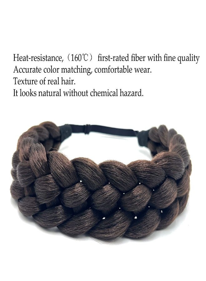 TOECWEGR Hair Braided Headband Classic Chunky Wide Thick Plaited Braids Elastic Stretch Syntheti Buckling Hairpiece Braid Headband - Image 3
