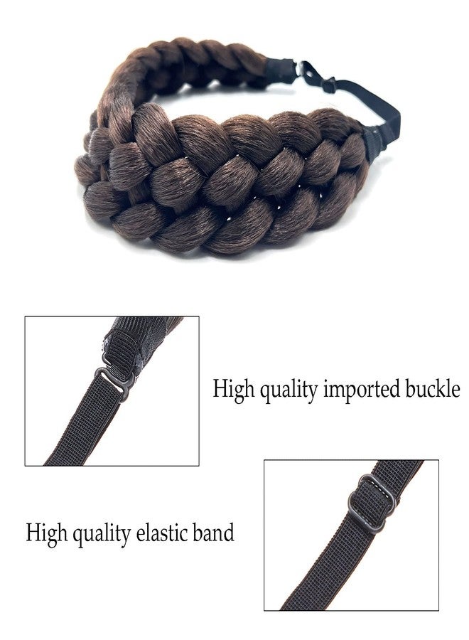 TOECWEGR Hair Braided Headband Classic Chunky Wide Thick Plaited Braids Elastic Stretch Syntheti Buckling Hairpiece Braid Headband - Image 4