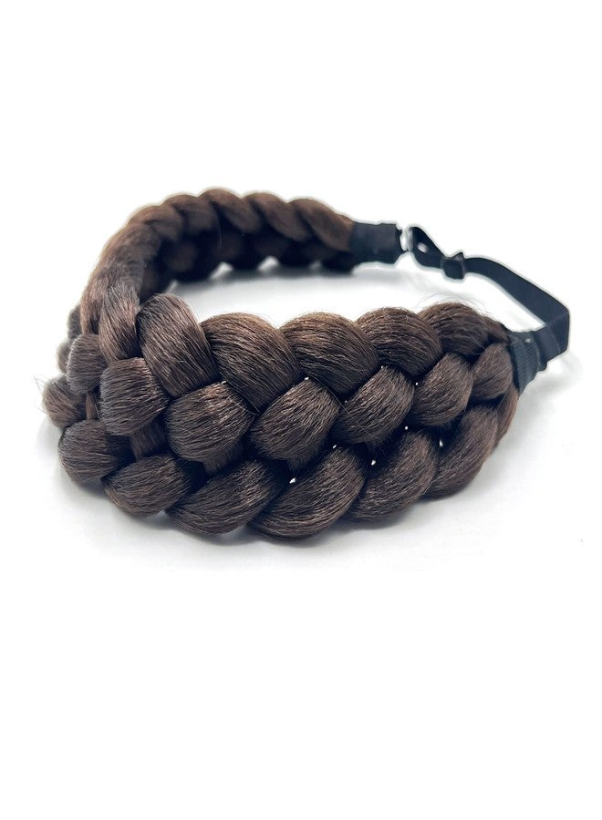 TOECWEGR Hair Braided Headband Classic Chunky Wide Thick Plaited Braids Elastic Stretch Syntheti Buckling Hairpiece Braid Headband - Image 2