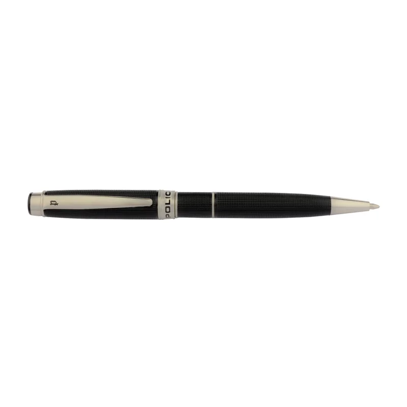 بوليس Collona Black Silver Stainless Steel Blue Ink Ballpoint Pen for Men
