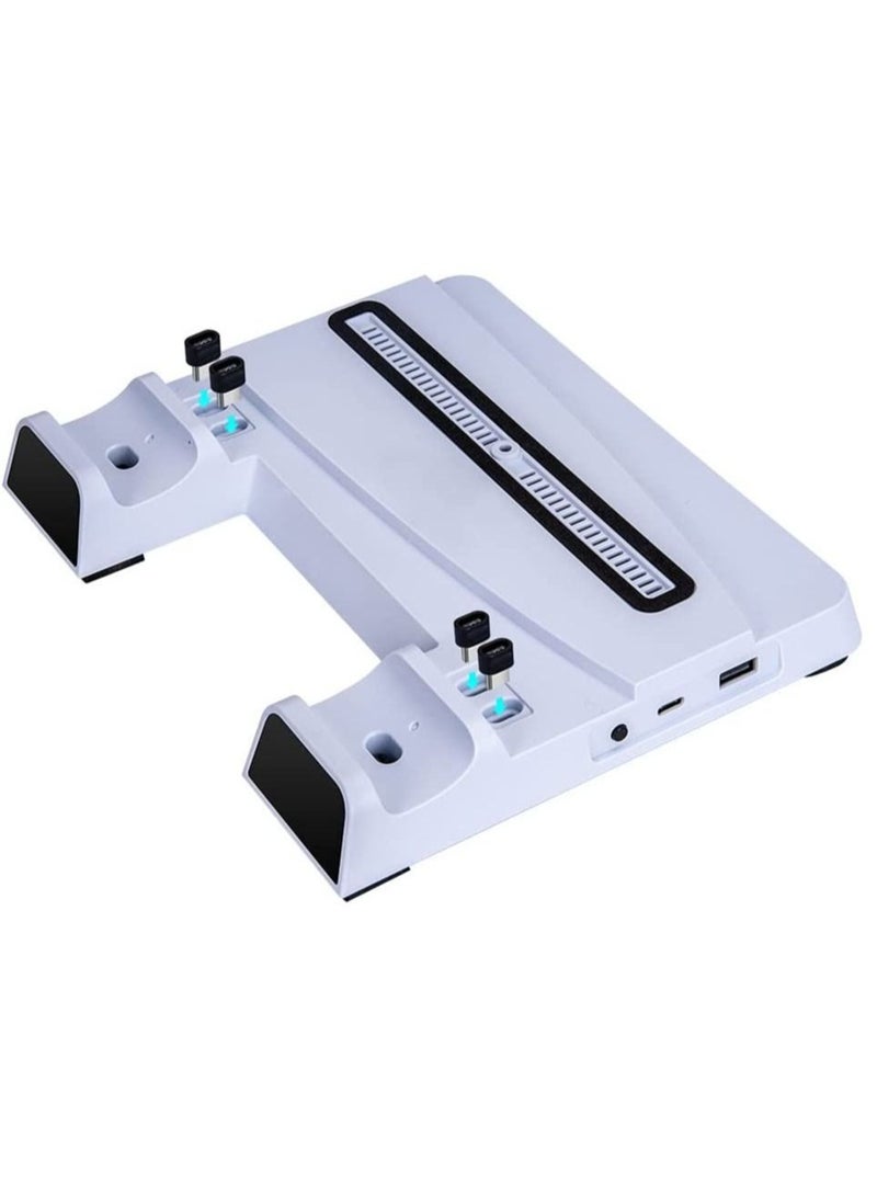 Captaintech For PS5 Stand Cooling Fan with Dual Controller Charging Station, for PS5 Vertical Stand for PS5 Console, PS5 Cooling Station Charging Stand Accessories - Image 1