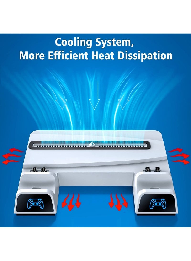Captaintech For PS5 Stand Cooling Fan with Dual Controller Charging Station, for PS5 Vertical Stand for PS5 Console, PS5 Cooling Station Charging Stand Accessories - Image 2