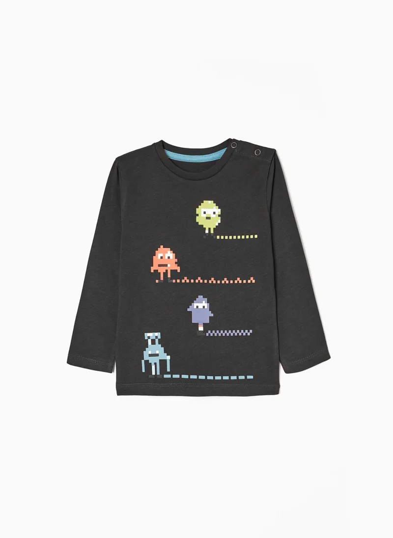 زيبي Long Sleeve T-shirt for Baby Boys 'Play', Dark Grey