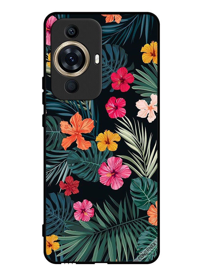 Covernex Protective Case Cover For Huawei nova 11 Multi Color Flowers And Dark Green Feathers - Image 1